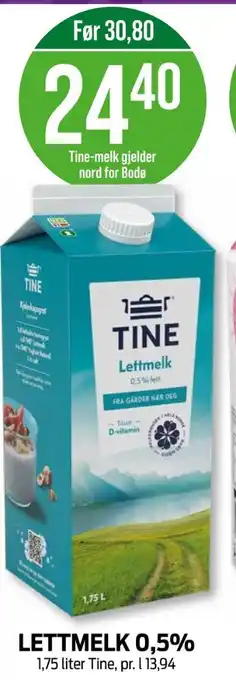 Kiwi Tine lettmelk tilbud
