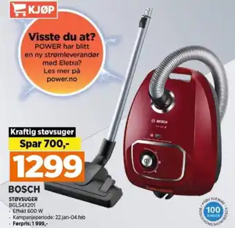POWER STØVSUGER BGLS4X201 tilbud