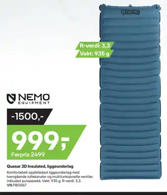 XXL Sport Quasar 3D Insulated, liggeunderlag tilbud