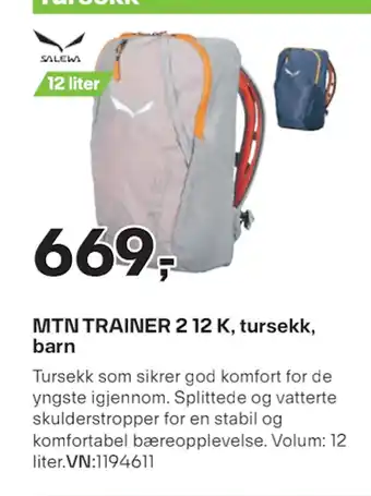 XXL Sport MTN TRAINER 2 12 K, tursekk, barn tilbud