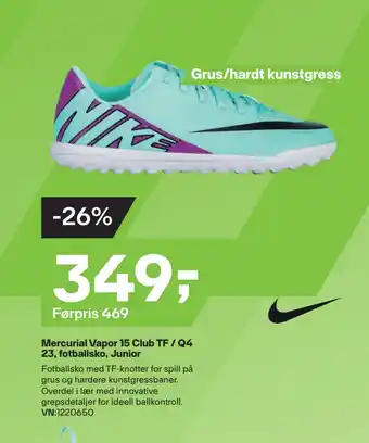 XXL Sport Mercurial Vapor 15 Club TF / Q4 23, fotballsko, Junior tilbud