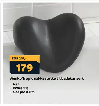 Megaflis Wenko Tropic nakkestøtte til badekar sort tilbud