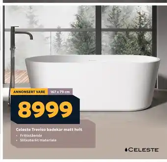 Megaflis Celeste Treviso badekar matt hvit tilbud