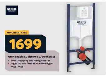 Megaflis Grohe Rapid SL sisterne u/trykkplate tilbud