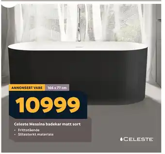 Megaflis Celeste Messina badekar matt sort tilbud