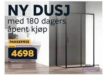 Megaflis Celeste Fasto dusjshjørne matt sort tilbud