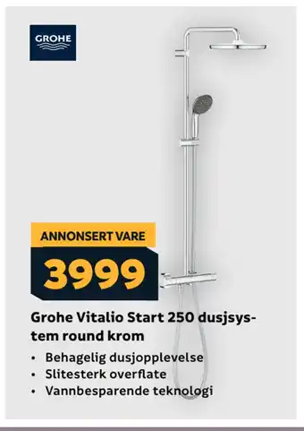 Megaflis Grohe Vitalio Start 250 dusjsystem round krom tilbud
