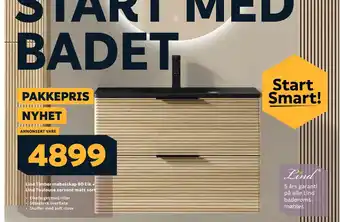 Megaflis Lind Timber møbelskap 80 Eik + Lind Toulouse servant matt sort tilbud