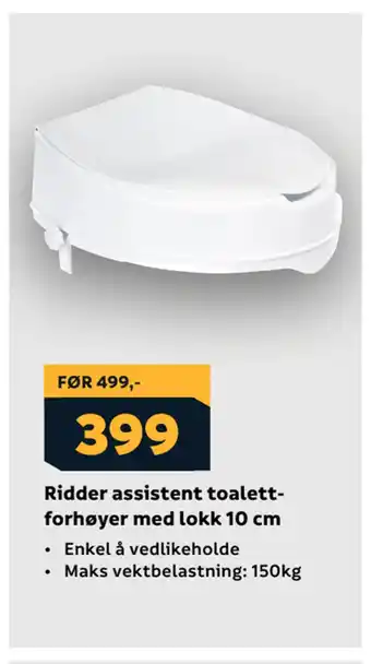 Megaflis Ridder assistent toalettforhøyer med lokk 10 cm tilbud