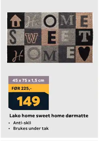 Megaflis Lako home sweet home dørmatte tilbud