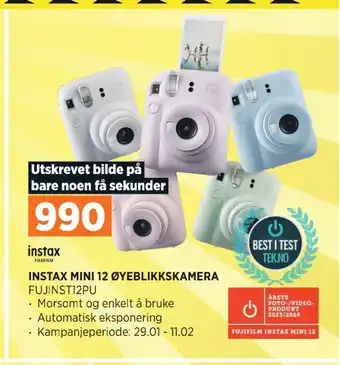 POWER INSTAX MINI 12 ØYEBLIKKSKAMERA tilbud