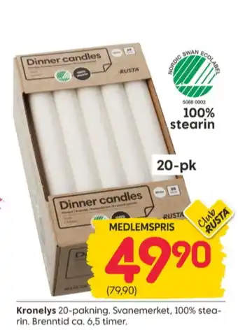 Rusta Rusta kronelys tilbud