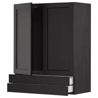 IKEA Metod / maximera Veggskap m 2 dører/2 skuffer, svart/lerhyttan svartbeiset, 80x100 cm tilbud