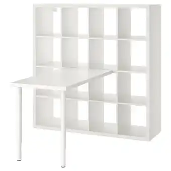 IKEA Kallax / linnmon Bordkombinasjon, hvit, 147x139x147 cm tilbud
