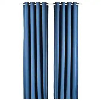 IKEA Hilleborg Lysdempende gardiner, blå, 145x250 cm tilbud