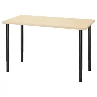 IKEA Mittcirkel / olov Arbeidsbord, livlig furumønster/svart, 120x60 cm tilbud