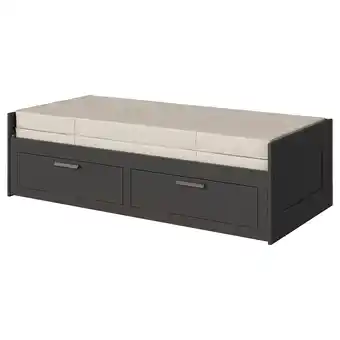 IKEA Brimnes Dagseng med 2 skuffer/2 madrasser, svart/vannareid fast, 80x200 cm tilbud