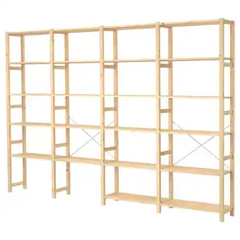IKEA Ivar 4 seksjoner/hyller, furu, 344x30x226 cm tilbud