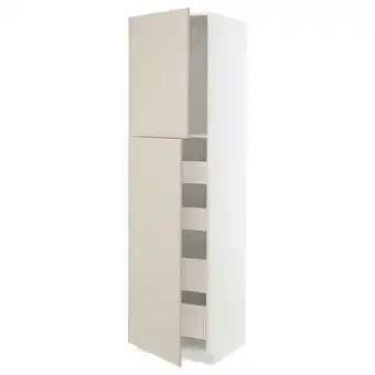 IKEA Metod / maximera Høyskap med 2 dører/4 skuffer, hvit/havstorp beige, 60x60x220 cm tilbud