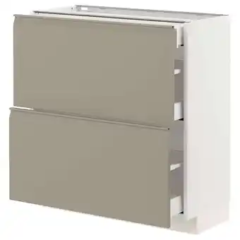 IKEA Metod / maximera Benkeskap med 2 fronter/3 skuffer, hvit/upplöv matt mørk beige, 80x37 cm tilbud