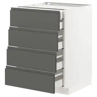 IKEA Metod / maximera Benkeskap 4 fr/2 l/3 m skuff, hvit/voxtorp mørk grå, 60x60 cm tilbud