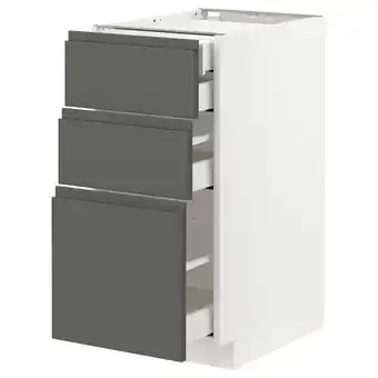 IKEA Metod / maximera Benkeskap 3 fr/2 l/1 m/1 h skuff, hvit/voxtorp mørk grå, 40x60 cm tilbud