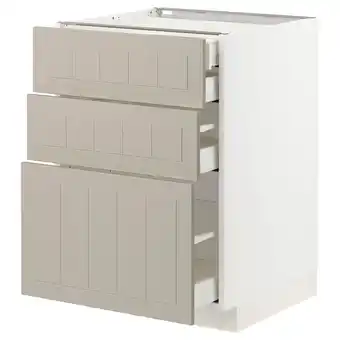 IKEA Metod / maximera Benkeskap 3 fr/2 l/1 m/1 h skuff, hvit/stensund beige, 60x60 cm tilbud