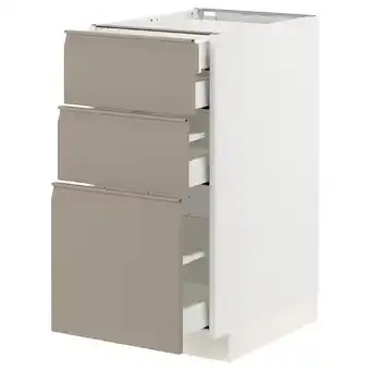 IKEA Metod / maximera Benkeskap 3 fr/2 l/1 m/1 h skuff, hvit/upplöv matt mørk beige, 40x60 cm tilbud