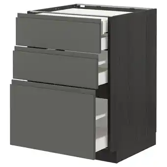 IKEA Metod / maximera Benkeskap 3 fr/2 l/1 m/1 h skuff, svart/voxtorp mørk grå, 60x60 cm tilbud