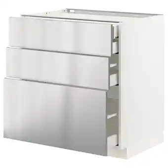 IKEA Metod / maximera Benkeskap 3 fr/2 l/1 m/1 h skuff, hvit/vårsta rustfritt stål, 80x60 cm tilbud