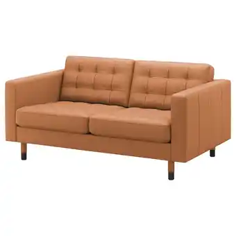 IKEA Landskrona 2-seters sofa, grann/bomstad gyllenbrun/tre/svart tilbud