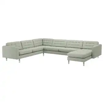 IKEA Landskrona Hjørnesofa, 6-seters, med sjeselong/gunnared lys grønn / metall tilbud