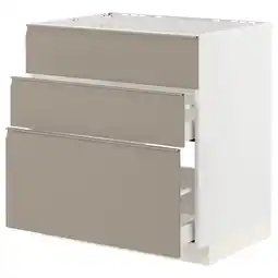 IKEA Metod / maximera Benkesk f kum+3 fr/2 sk, hvit/upplöv matt mørk beige, 80x60 cm tilbud