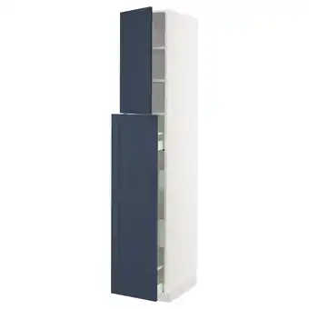 IKEA Metod / maximera Høyskap, uttrekk 4 skuffer/2 hyller, hvit Axstad/matt blå, 40x60x220 cm tilbud