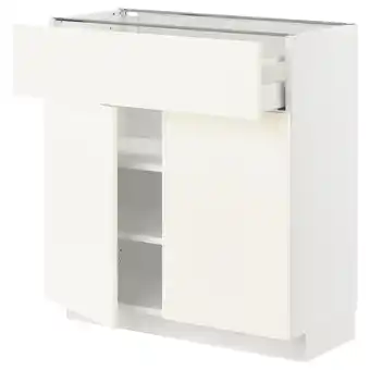 IKEA Metod / maximera Benkeskap med skuff/2 dører, hvit/vallstena hvit, 80x37 cm tilbud