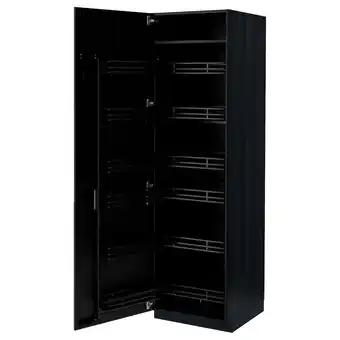 IKEA Metod Høyskap med uttrekkspiskammers, svart/lerhyttan svartbeiset, 60x60x200 cm tilbud