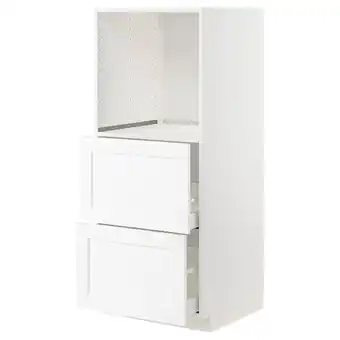 IKEA Metod / maximera Høyskap med 2 skuffer for ovn, hvit Enköping/hvit tremønstret, 60x60x140 cm tilbud