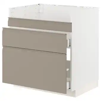 IKEA Metod / maximera Benkeskap til havsen/3 front/2 sk, hvit/upplöv matt mørk beige, 80x60 cm tilbud