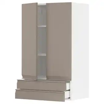IKEA Metod / maximera Veggskap m 2 dører/2 skuffer, hvit/upplöv matt mørk beige, 60x100 cm tilbud