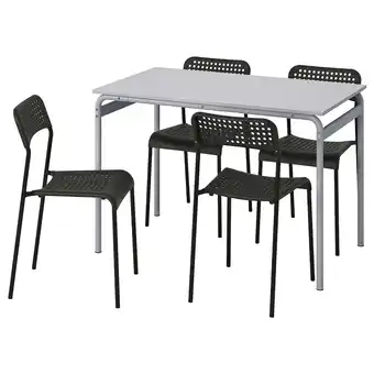 IKEA GrÅsala / adde Bord og 4 stoler, grå grå/svart, 110 cm tilbud