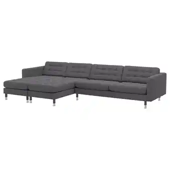 IKEA Landskrona 5-seters sofa, med sjeselonger/gunnared mørk grå / metall tilbud