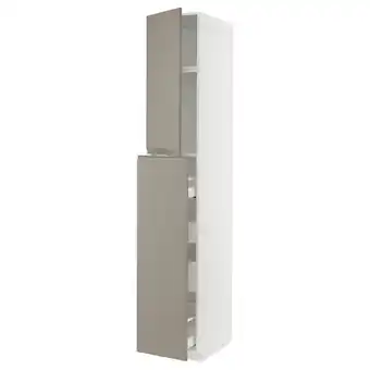 IKEA Metod / maximera Høyskap med uttrekk 1 dør/4 skuffer, hvit/upplöv matt mørk beige, 40x60x240 cm tilbud