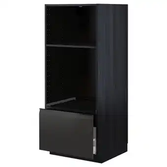 IKEA Metod / maximera Høyskap for ovn/mikro m skuff, svart/upplöv matt antrasitt, 60x60x140 cm tilbud