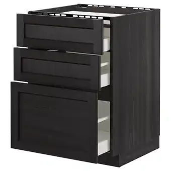 IKEA Metod Benkeskap for platetopp/3 fr/3 sku, svart/lerhyttan svartbeiset, 60x60 cm tilbud