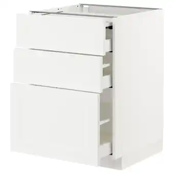 IKEA Metod / maximera Benkeskap, uttrekksflate/3 skuffer, hvit/axstad matt hvit, 60x60 cm tilbud
