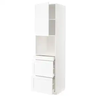 IKEA Metod / maximera Høyskap for kombiovn dør/3 skuffer, hvit Enköping/hvit tremønstret, 60x60x220 cm tilbud