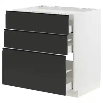 IKEA Metod / maximera Benkeskap for platetopp/3 fr/3 sku, hvit/upplöv matt antrasitt, 80x60 cm tilbud