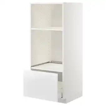 IKEA Metod / maximera Høyskap for ovn/mikro m skuff, hvit/voxtorp høyglanset/hvit, 60x60x140 cm tilbud