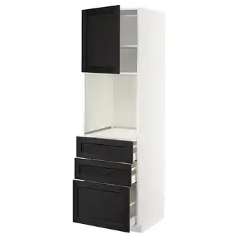IKEA Metod / maximera Høyskap for ovn med dør/3 skuffer, hvit/lerhyttan svartbeiset, 60x60x200 cm tilbud