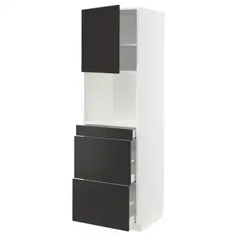 IKEA Metod / maximera Høyskap for kombiovn dør/3 skuffer, hvit/nickebo matt antrasitt, 60x60x200 cm tilbud